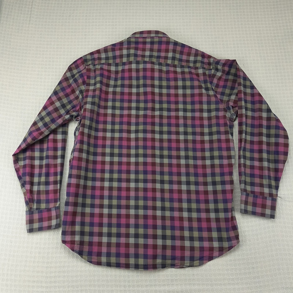 Bugatchi Uomo Mens XXL Classic Fit Long Sleeve Plaid Button Up Shirt Multicolor - Picture 3 of 11